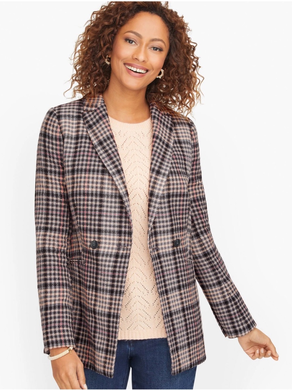 Talbots DOUBLE BREASTED BRADWELL PLAID BLAZER